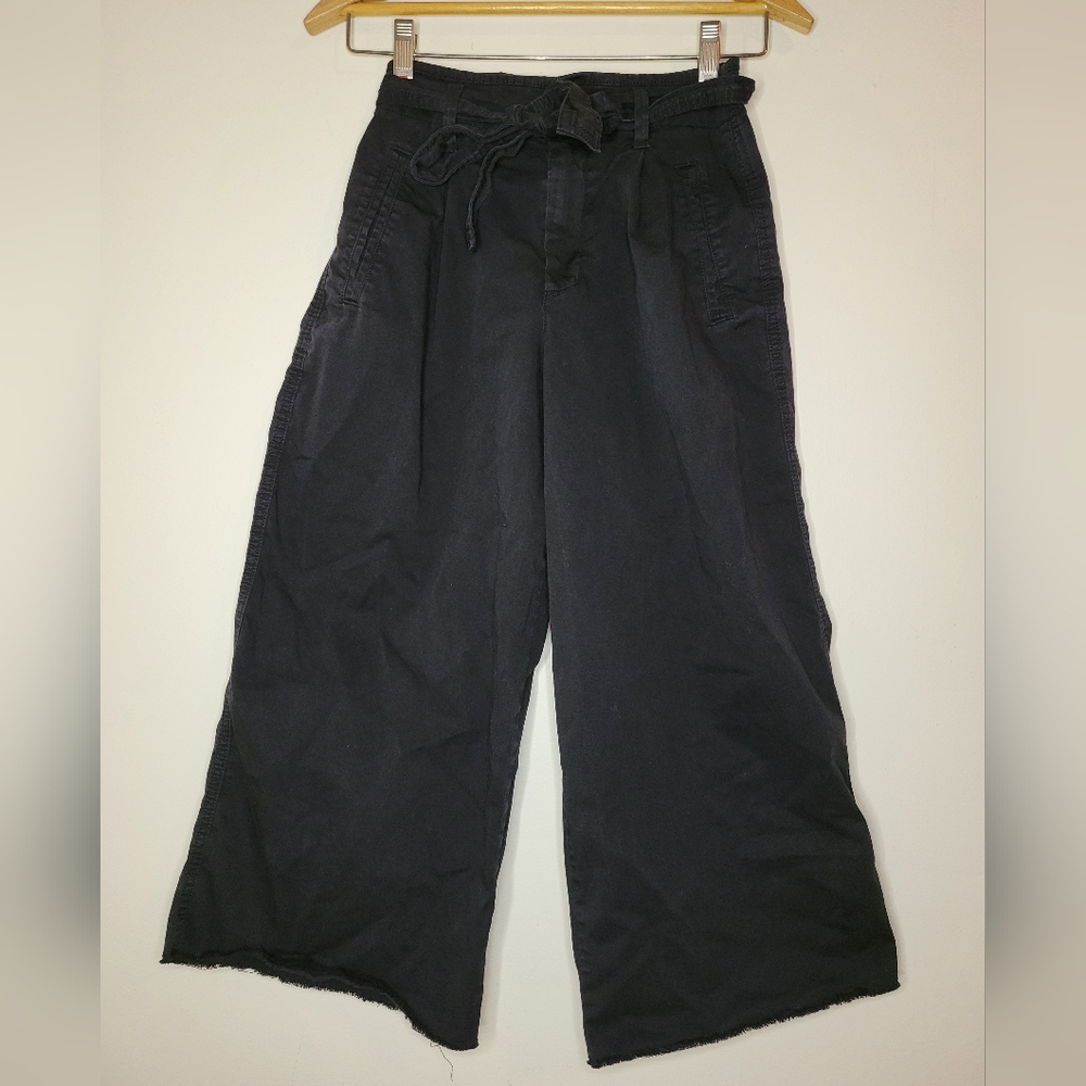 gap high rise wide leg crop black pants, sz 0